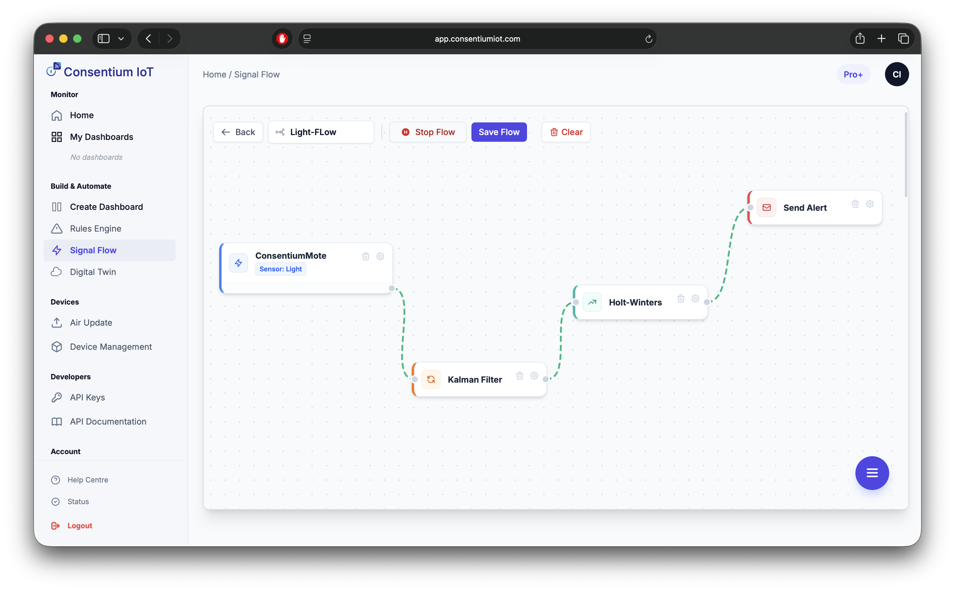 Industrial Monitoring IoT deployment screenshot - Consentium IoT